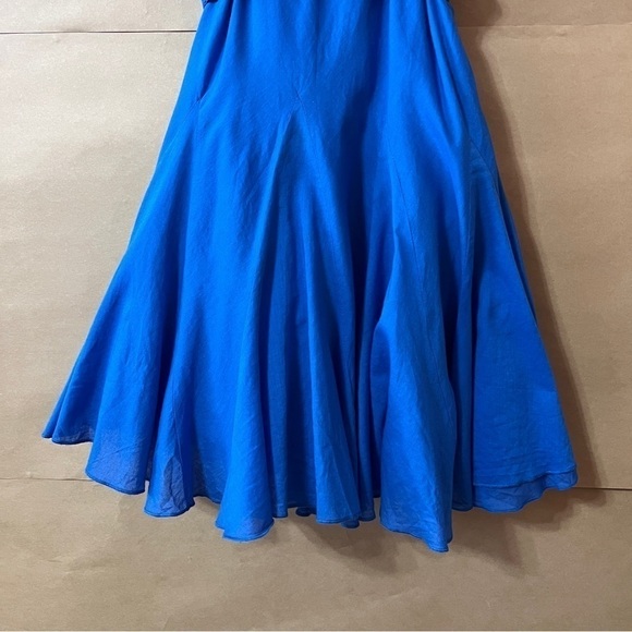 Alice + Olivia | Webber Cowl Neck Mini Dress Belted Godet Dress Blue Size 6 - Picture 7 of 16